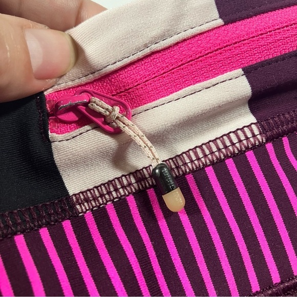 Lululemon Run Inspire Crop II Plum Pow Stripe Raspberry Glo Light Hyper Stripe 6 - Picture 10 of 10